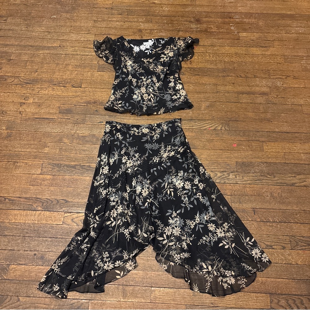 Adrianna Papell Black and White Floral Dress